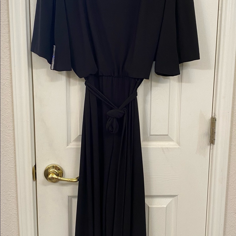 Black with sequence sleeves romper